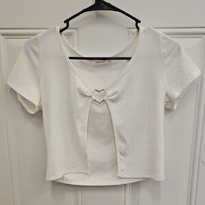 White, Heart, Club, Crop Top, Fun, Vacation, Summer, Party, Preppy, Spring